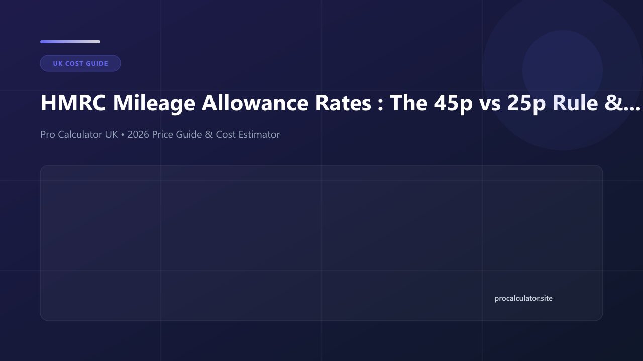 Illustration explaining HMRC mileage allowance rates, the 45p vs 25p rule, and Form P87 tax relief