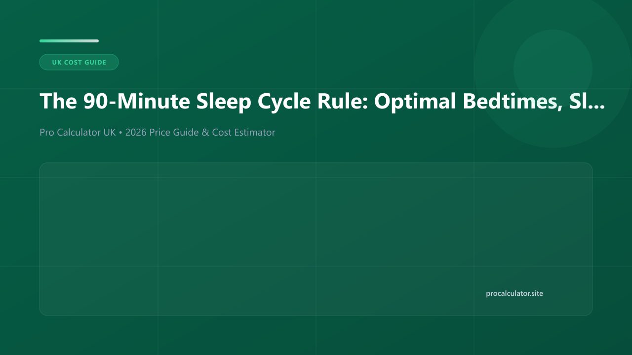 Illustration explaining the 90-minute sleep cycle rule, REM stages, and bedtime calculations