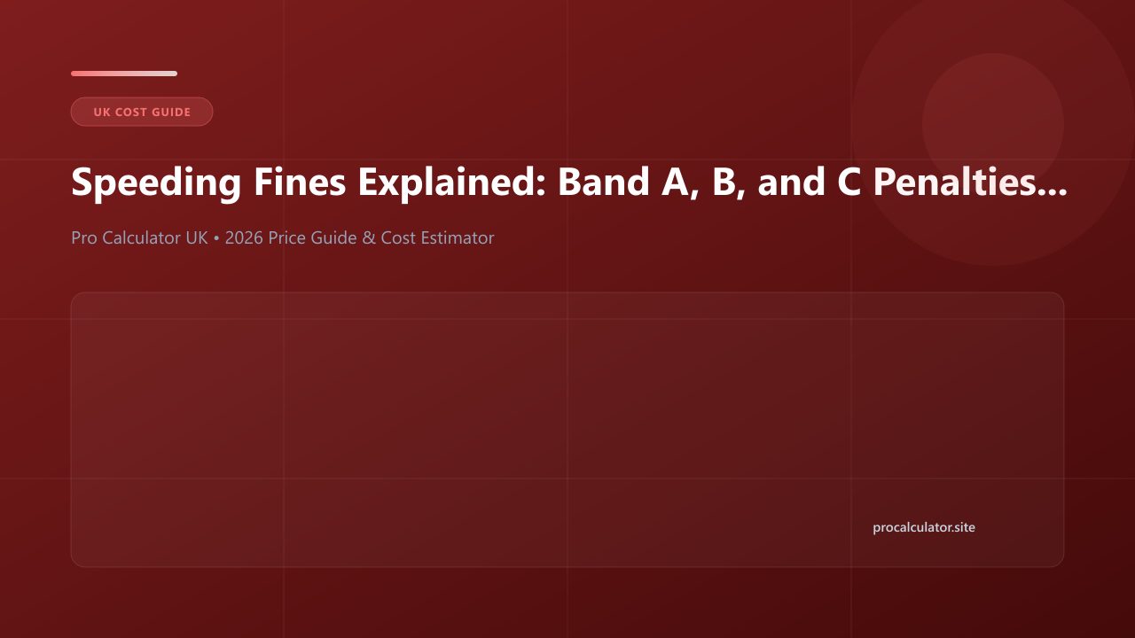 Illustration explaining UK speeding fine bands, Sentencing Council penalty points, and court limits
